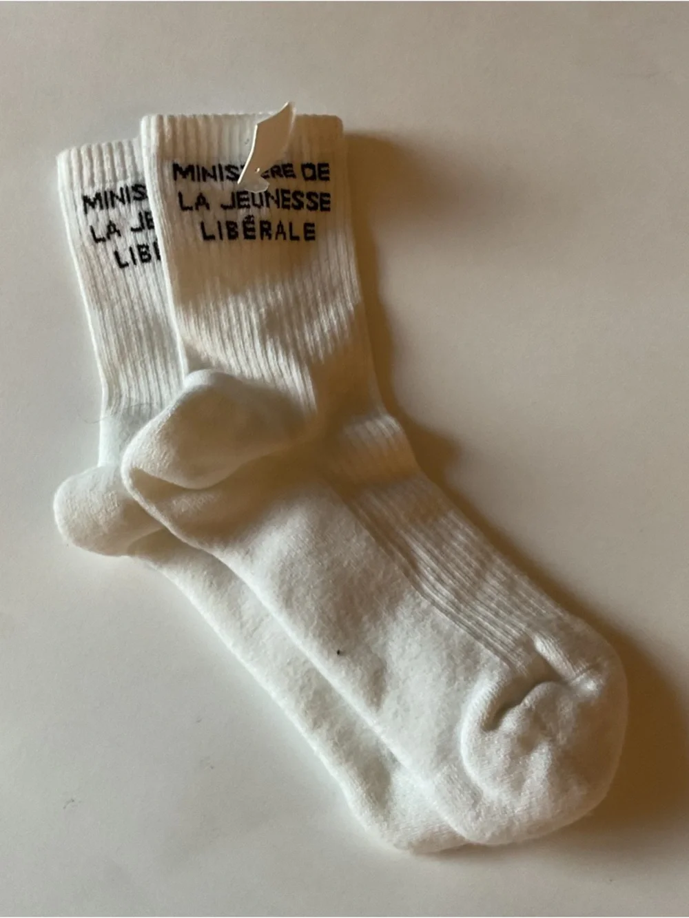 LIBERAL YOUTH MINISTRY LOGO INTARSIA SOCKS WHITE BLACK LETTERING WOMENS OS NWOT
